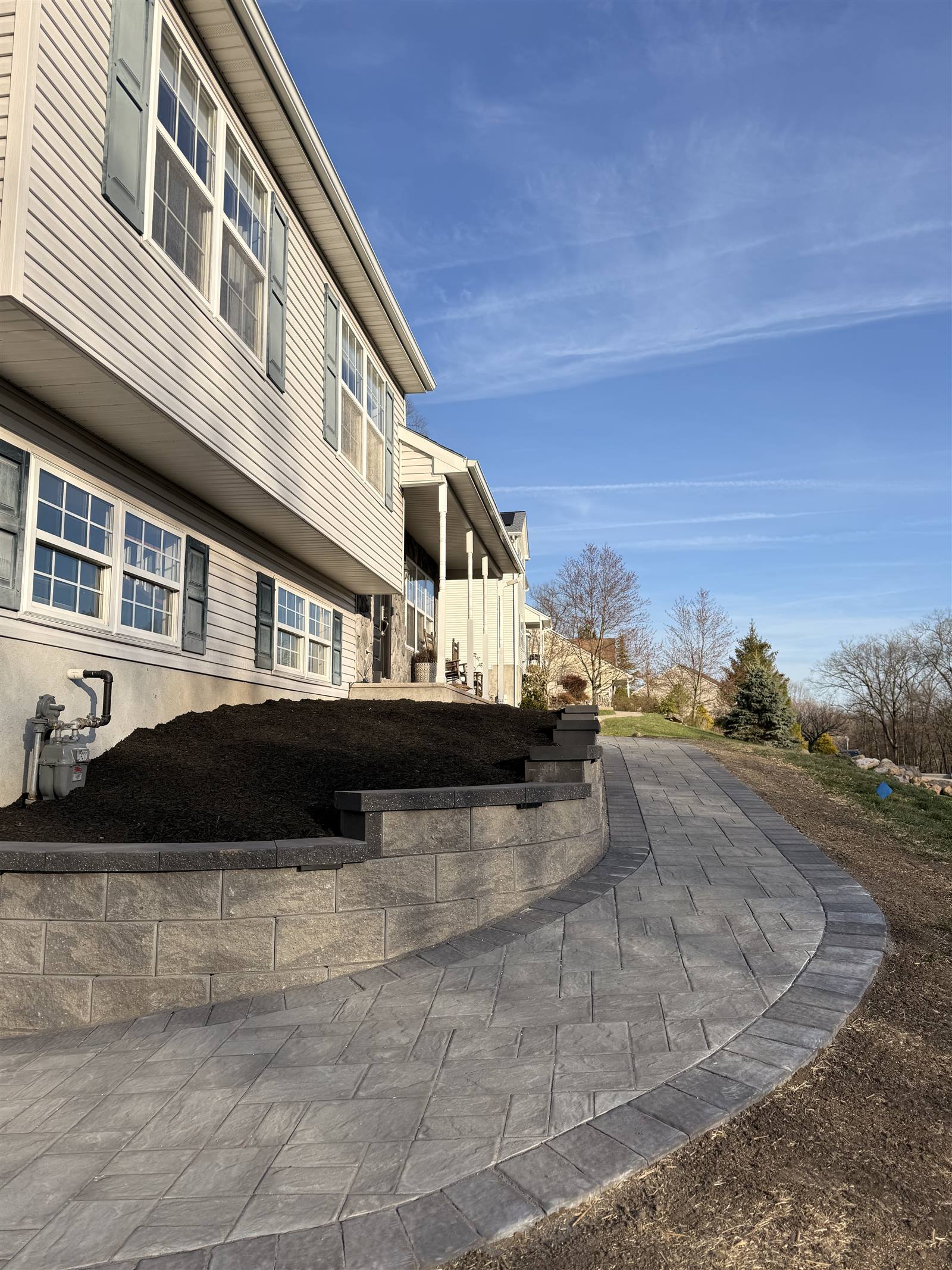 Wide paver patio