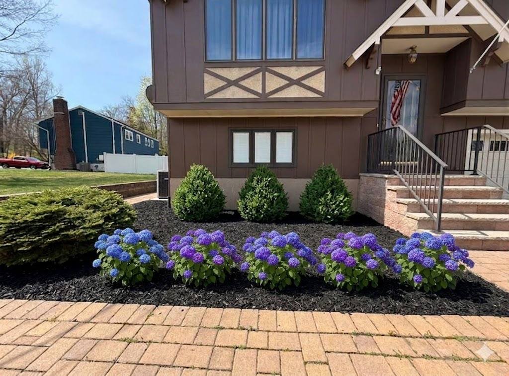 Paver entry with hydrangea planting bed
